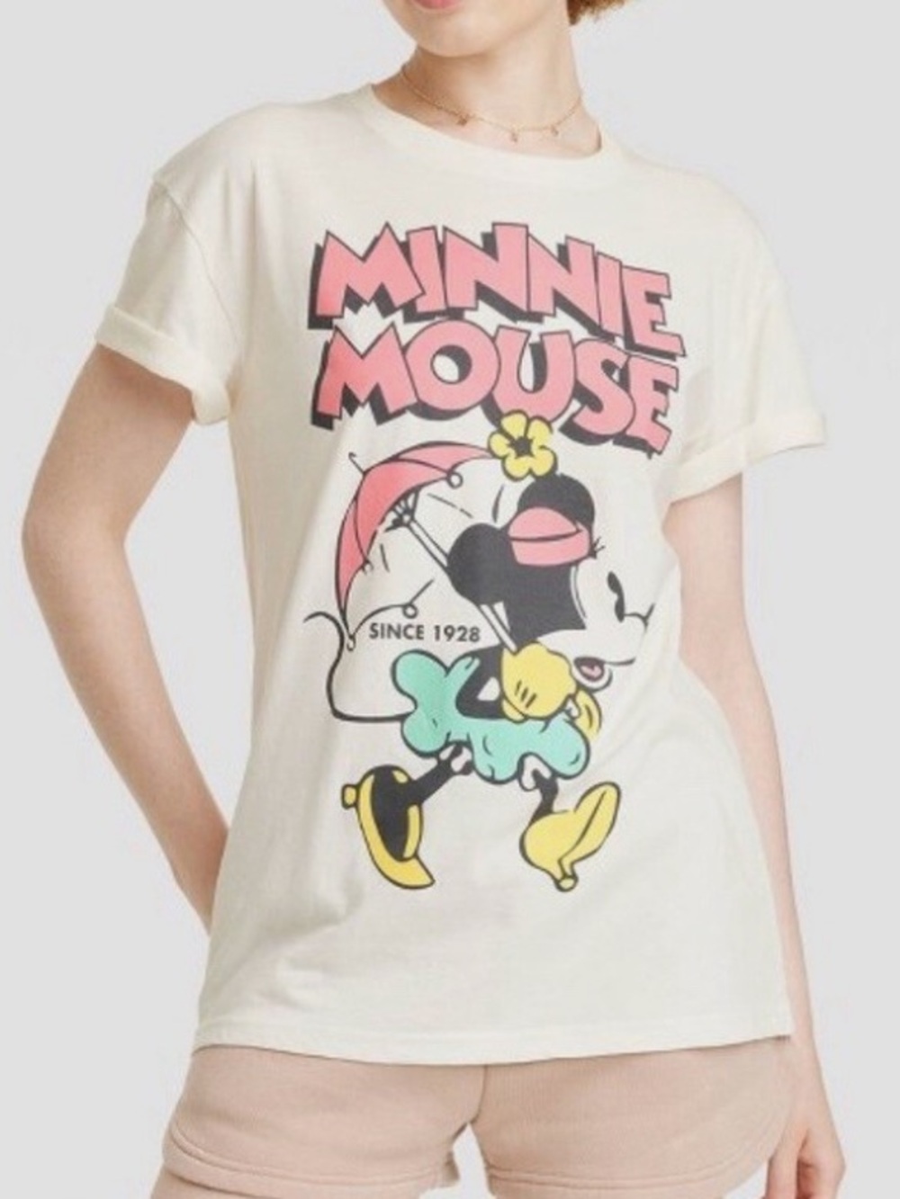 Disney Minnie Mouse Graphic Tee with Pink Accents